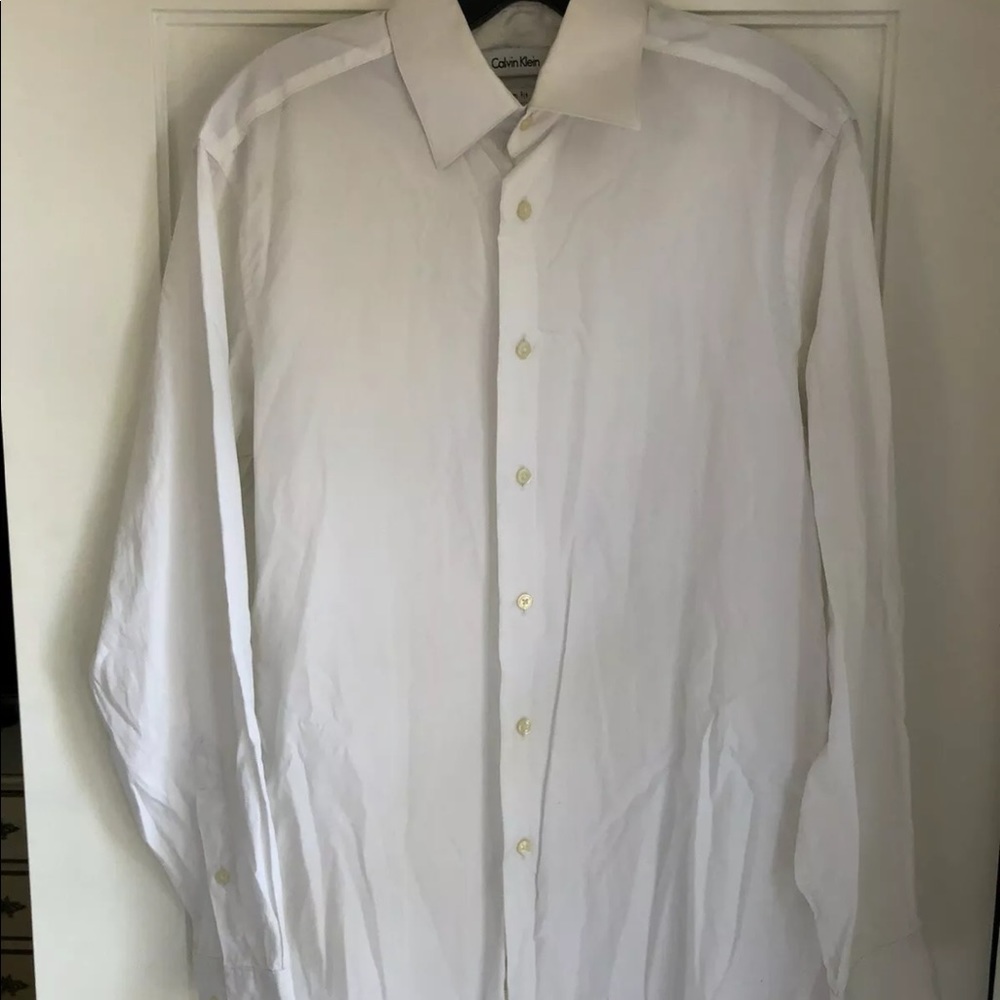 Men’s Calvin Klein Slim Fit White Button Up Dress Shirt- 15